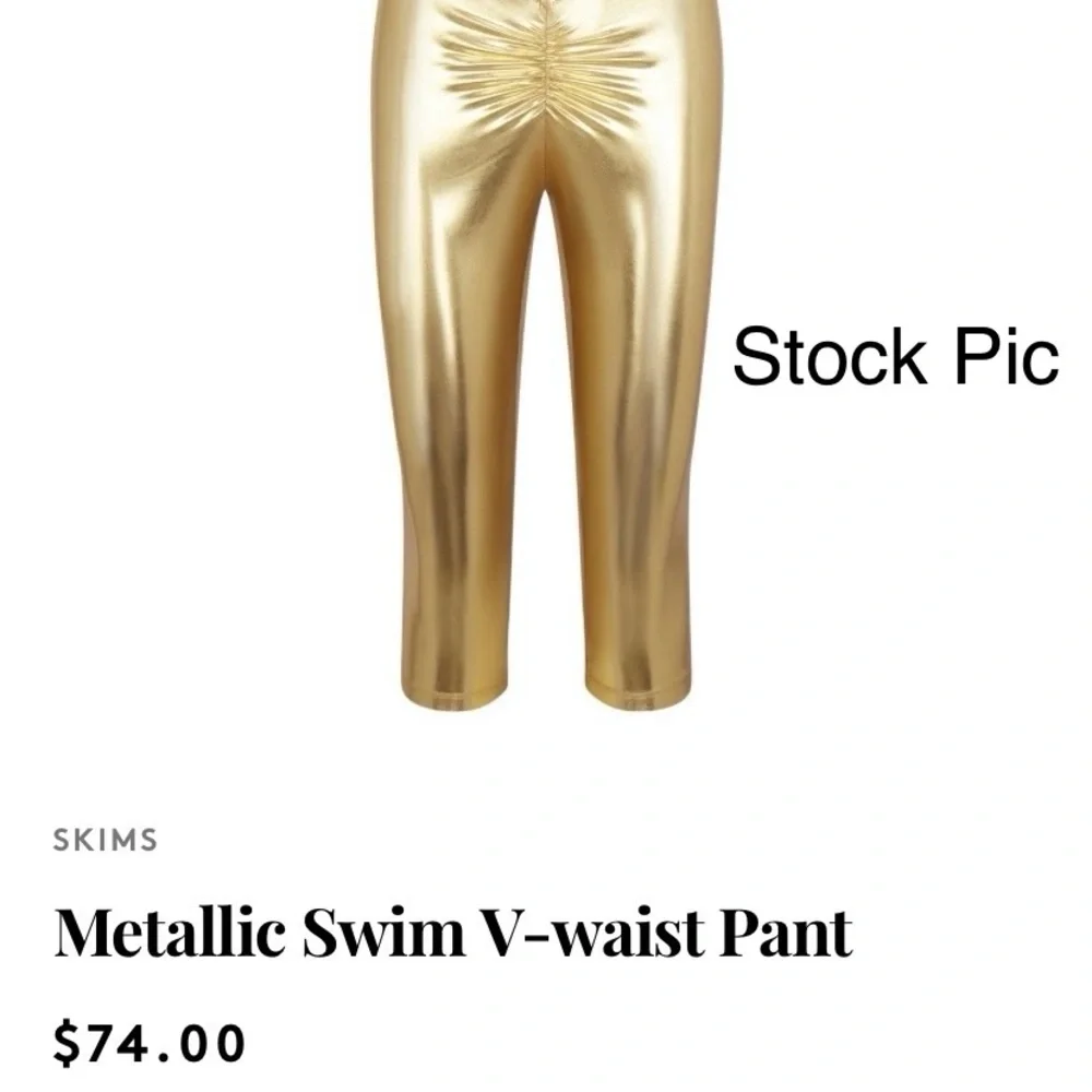 SKIMS NWT Metallic Swim V-Waist Pants Crop Gold XXS Scrunch Butt Ruched